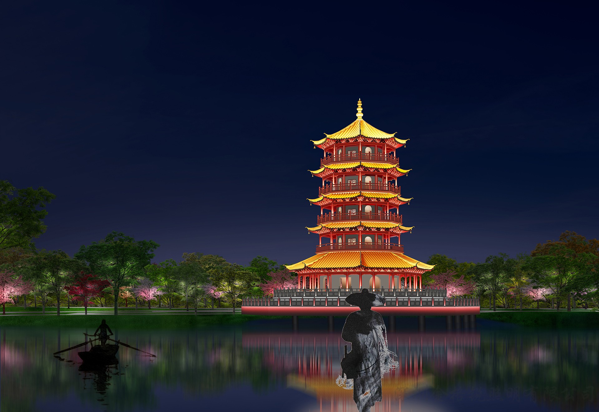 麻涌镇漳澎村平乐塔泛光照明