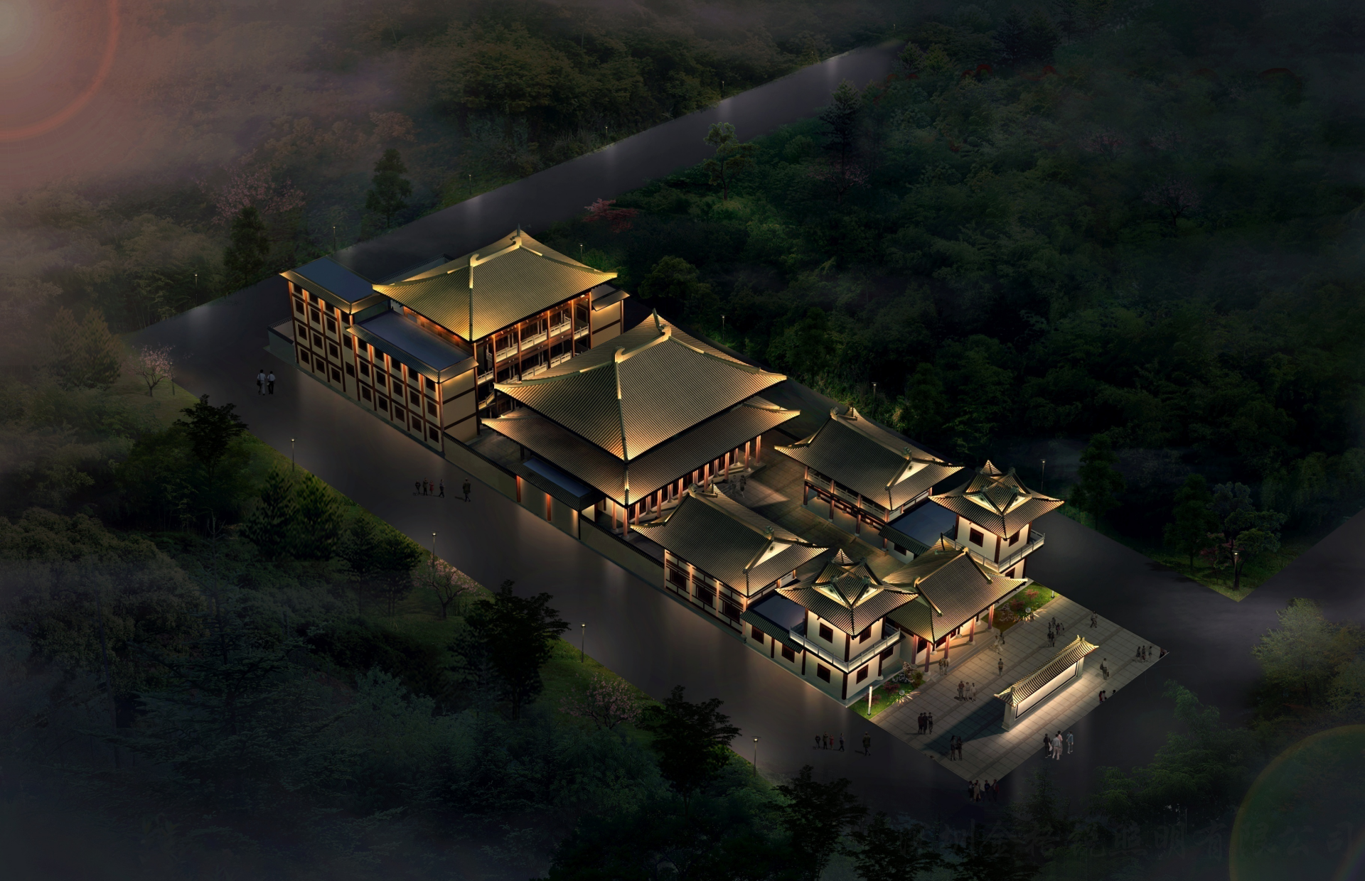 东莞市麻涌镇拈花寺及周边建筑泛光照明